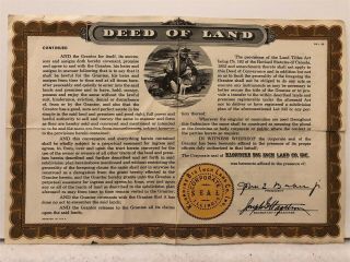 1955 Quaker Oats Klondike Big Inch Land Company Deed Yukon Canada