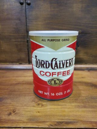Vintage " Lord Calvert Coffee " 16 Ounce Can.