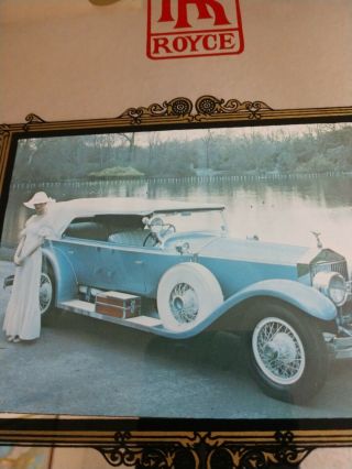 Vintage Rolls Royce Car Advertising Framed Mirror Pub Wall Decor Sign 9 1/2 X13 2