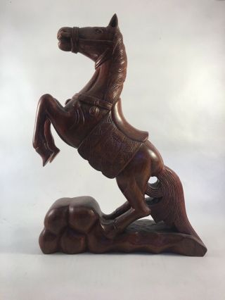 Vintage Hand Carved Standing Wood Horse Figurine/statue 12” Tall