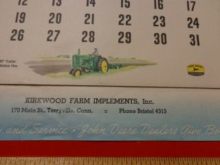 1953 John Deere Tractor Calendar,  12 Diff Tractor Images,  Complete,  15 " X 9 " Ex,