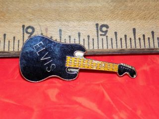 Vintage Elvis Black Guitar Metal Hat/lapel/jacket Pin,  Old Stock