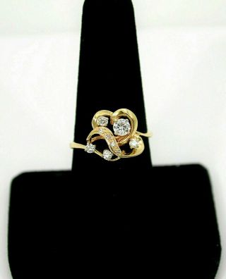 8989 - Gorgeous Sparkling Vintage 14k Gold Diamond Cocktail Ring Sz 8