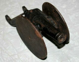 Antique Estae Find 19thc Black 8 " Cast Iron & Carriage Toy Military Cannon