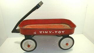 Vtg Red Tiny Tot Coaster Wagon Child 
