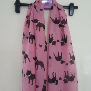 Staffie Dog Print Scarf - Pink,  Blue,  & Grey Available