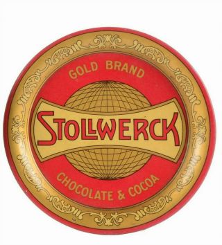 C1905 Stollwerck Chocolate Candy Cocoa Tin Lithograph Advertising Tip Tray Litho