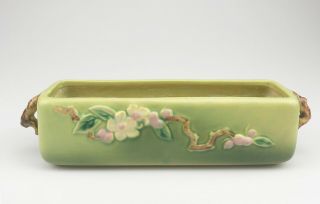 Roseville Art Pottery Ceramic Apple Blossom 368 - 8 Green Window Box Planter 1940s