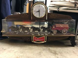 Vintage Budweiser Beer Clydesdale Sign Clock Light