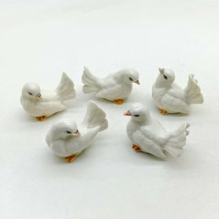 5 Pigeons Bird Ceramic Figurine Animal White Statue - CBX042 3