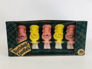 Vintage Gurley Birthday Novelty Candle Set Western Cowgirls 5 1950 