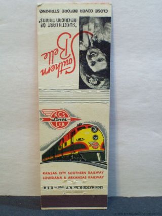 Kansas City Southern Railway Matchbook Cover Railroad Train Engine Kcs L&a Rr