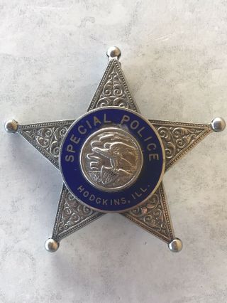 Vintage Special Police Badge Pin Star Silver Pewter Hodgkins Il Ill Illinois