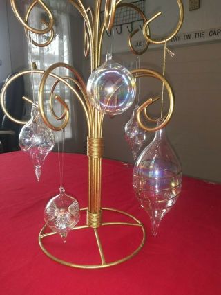 5 Vintage Iridescent Clear (hand Blown Glass) Christmas Ornaments 1980’s