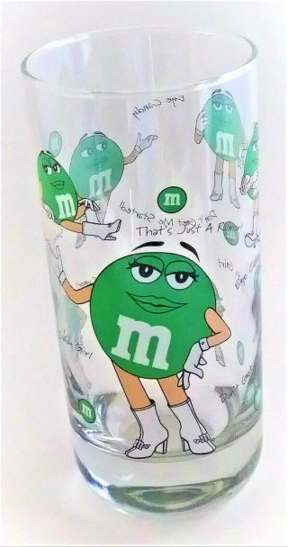 Green M&m Drinking Pint Glass Tumbler 16 Fl Oz Miss Green M&m Slogans And Poses