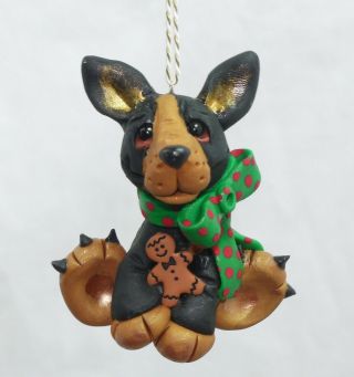 Doberman Pinscher Miniature Pinscher Ornament Unique Clay Dog Christmas Minpin