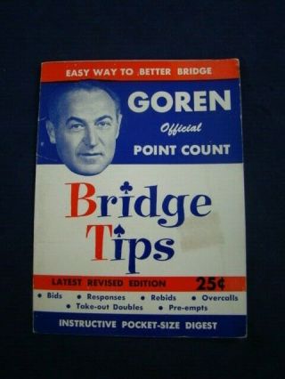 Vintage - Goren Official Point Count Bridge Tips For Pocket Or Purse -