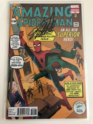 The Spiderman 700 Variant Nm Excelsior Approved Authentic Signature.