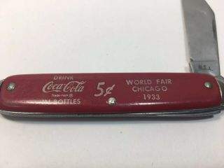 Coca Cola Pocket Knife World ' s Fair Chicago 1933 Drink Coca Cola 5 Cents USA 2