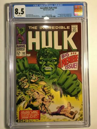 Marvel - The Incredible Hulk 102 - Cgc 8.  5 White Pages