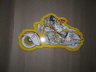 Porcelain Indian Motorcycle Enamel Sign Size 12 " X 5 " Inches