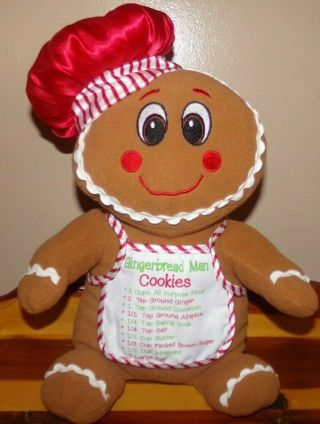 Gingerbread Man Plush Doll Talks & Sings Cookie Recipe On Apron Dan Dee 14 "