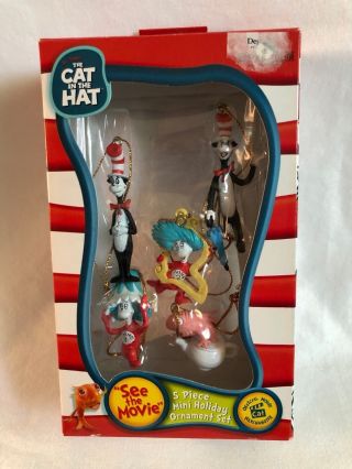 Dr.  Seuss Cat In The Hat Thing 1 Thing 2 Miniature Christmas Ornaments Set Of 5