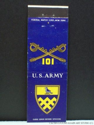 Wwii 101st Cavalry Regiment Us Army Matchbook Cover Ny National Guard Insignia A