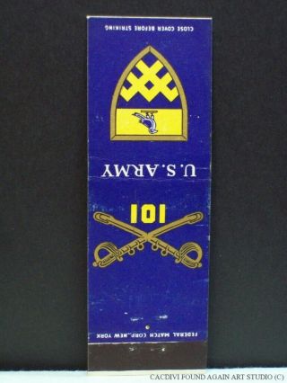 WWII 101st Cavalry Regiment US Army Matchbook Cover NY National Guard Insignia A 2