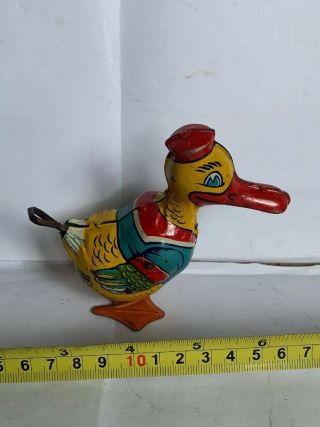 Vintage Tin Wind Up Toy Duck - J.  Chein & Co.  Usa - Great Shape