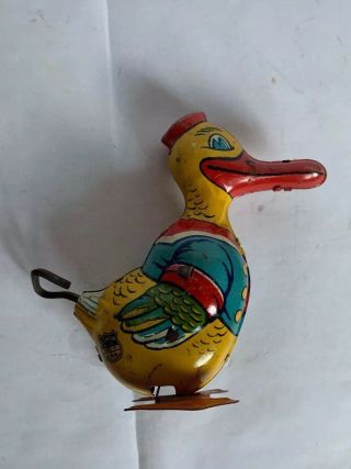 Vintage Tin Wind Up Toy Duck - J.  Chein & Co.  USA - Great Shape 3