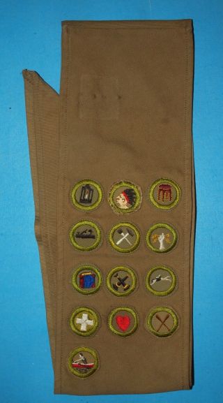 Merit Badge Sash 13 Patches Canoeing Rowing Electricity Boy Scout 9414