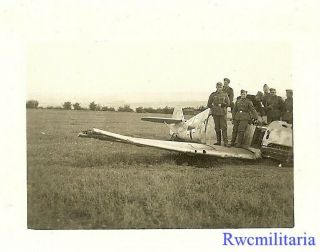 Rare Shot Down Luftwaffe Me - 109 Fighter Plane (yellow " 4 ") In Field (2)
