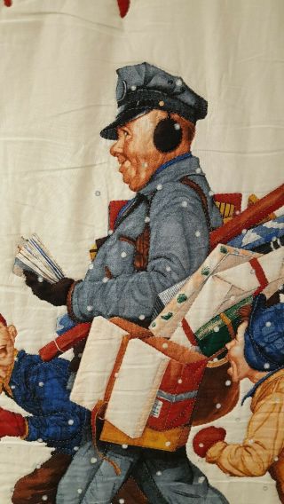 Norman Rockwell The Jolly Postman Merry Christmas Quilted Door Wall Hanging Gift 3