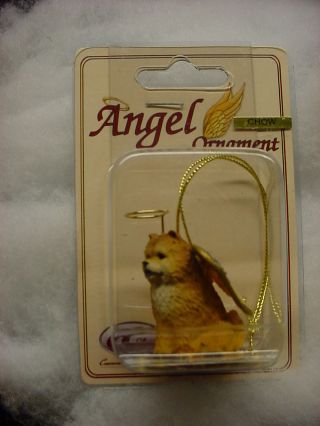 Chow Red Dog Angel Ornament Hand Painted Resin Figurine Christmas Collectible