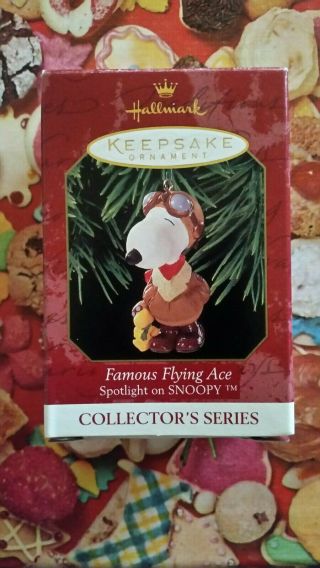 Hallmark Ornament Nib 1999 Spotlight On Snoopy Series 2nd Famous Flying Ace