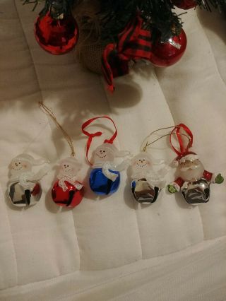 Jingle Bell Snowman/santa Ornaments Set