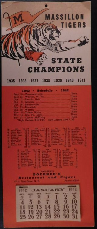 Massillon Ohio Boerner’s Calendar 1942 Restaurant & Cigars Complete 234