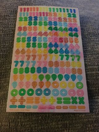 Vintage Sandylion Pearly Mop Opal Sticker Sheet Rainbow Pastel Numbers