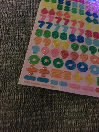 Vintage Sandylion Pearly MOP Opal Sticker Sheet Rainbow Pastel Numbers 3