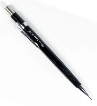 Vintage Pentel P205 Mechanical Pencil Black Plastic & Chrome,  0.  5 Mm