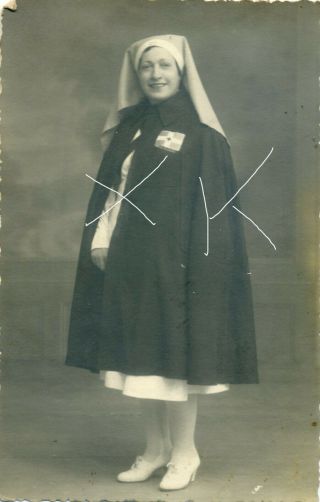 Greece Greek Woman Nurse In Cairo Egypt During Wwii 1943 Postcard Size Photo.