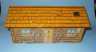 1950 - 60s Marx Fort Apache Play Set Tin Litho Cabin Building
