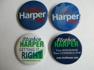 Canada Political Pinback Pin Buttons Macarons - Conservative Pm Stephen Harper
