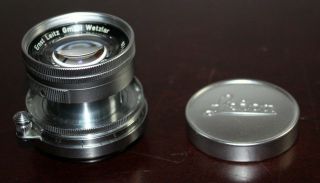 Vintage Leica Summicron F=5cm 1:2 Screw Mount Camera Lens With Front Cap