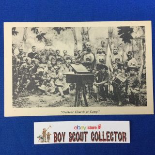 Official Boy Scout Post Card " Outdoor Church At Camp "
