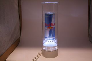 Red Bull Energy Drink Sugar Can Lighted Cylinder Display.  Bar Light/sign