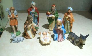 Retired Homco Home Interiors Nativity Vintage 9 Piece Set Porcelain 5216