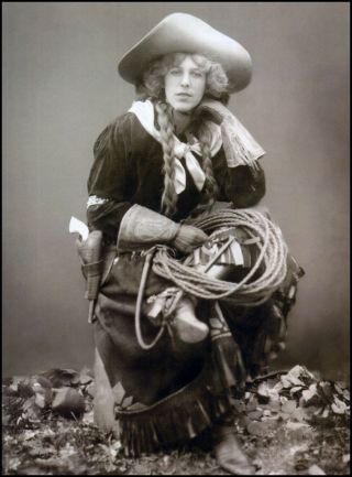 Art Print Of C.  1900 Photo Real Cowgirl Wild West Show 8 1/2 X 11