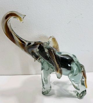 Vintage Hand Blown 7 1/2 " Multi Color Glass Elephant Figurine